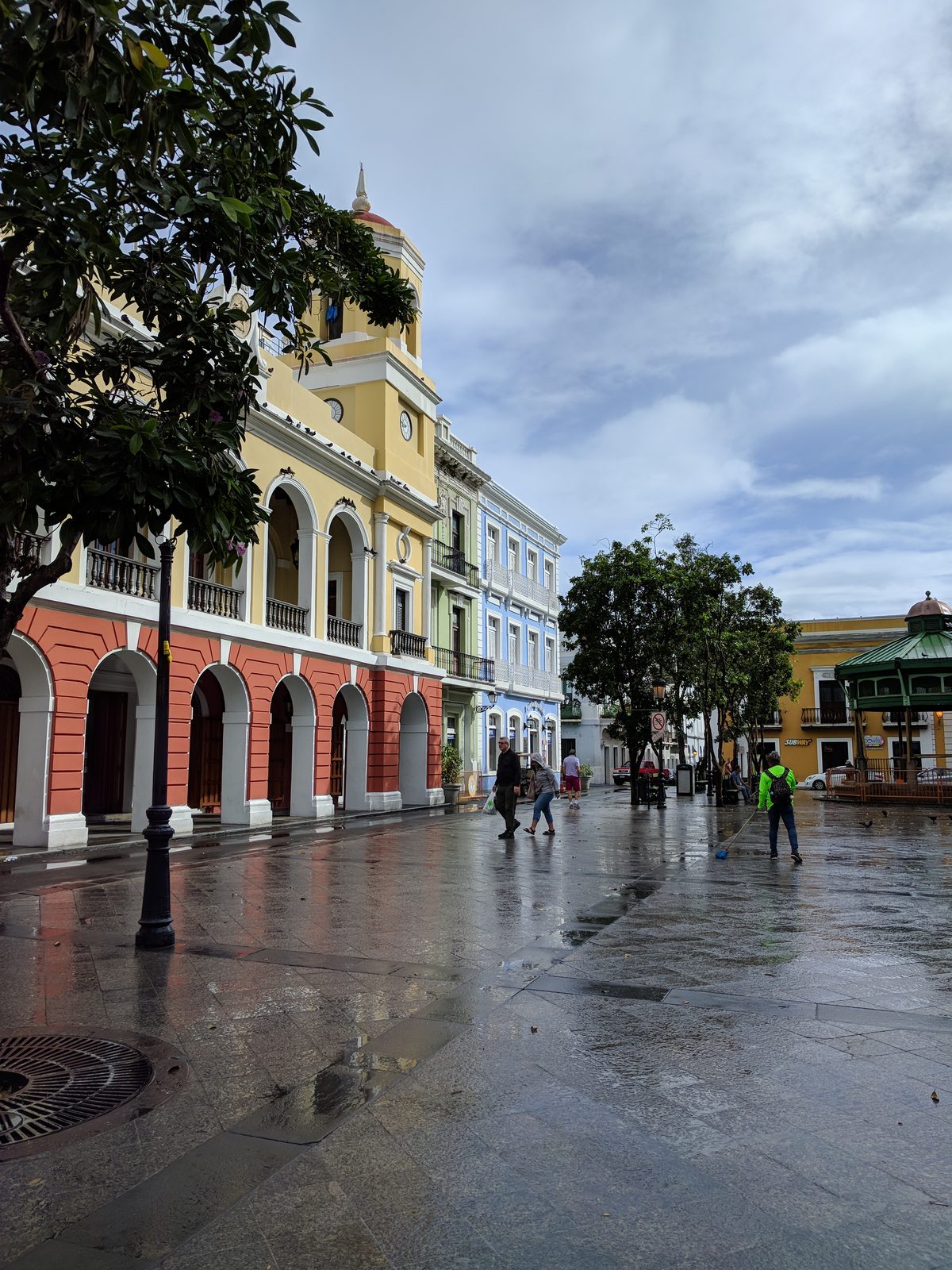 The plaza in Old San Juan after the rain