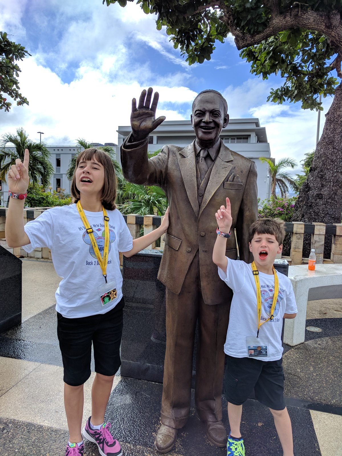 The kids with a statue in Old San Juan