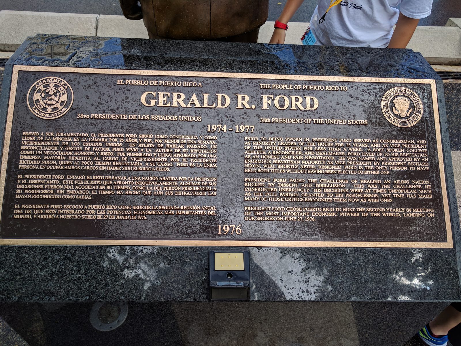 The Gerald Ford plaque in San Juan
