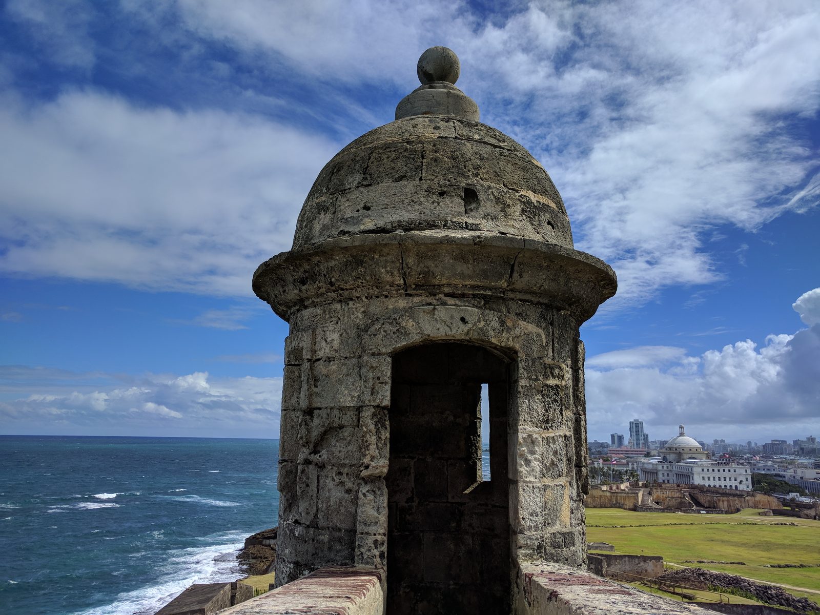 A sentry box on the fort wall in San Juan