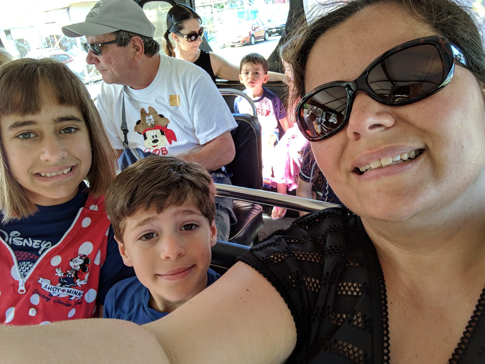 Kathy's selfie with all of us on the safari bus