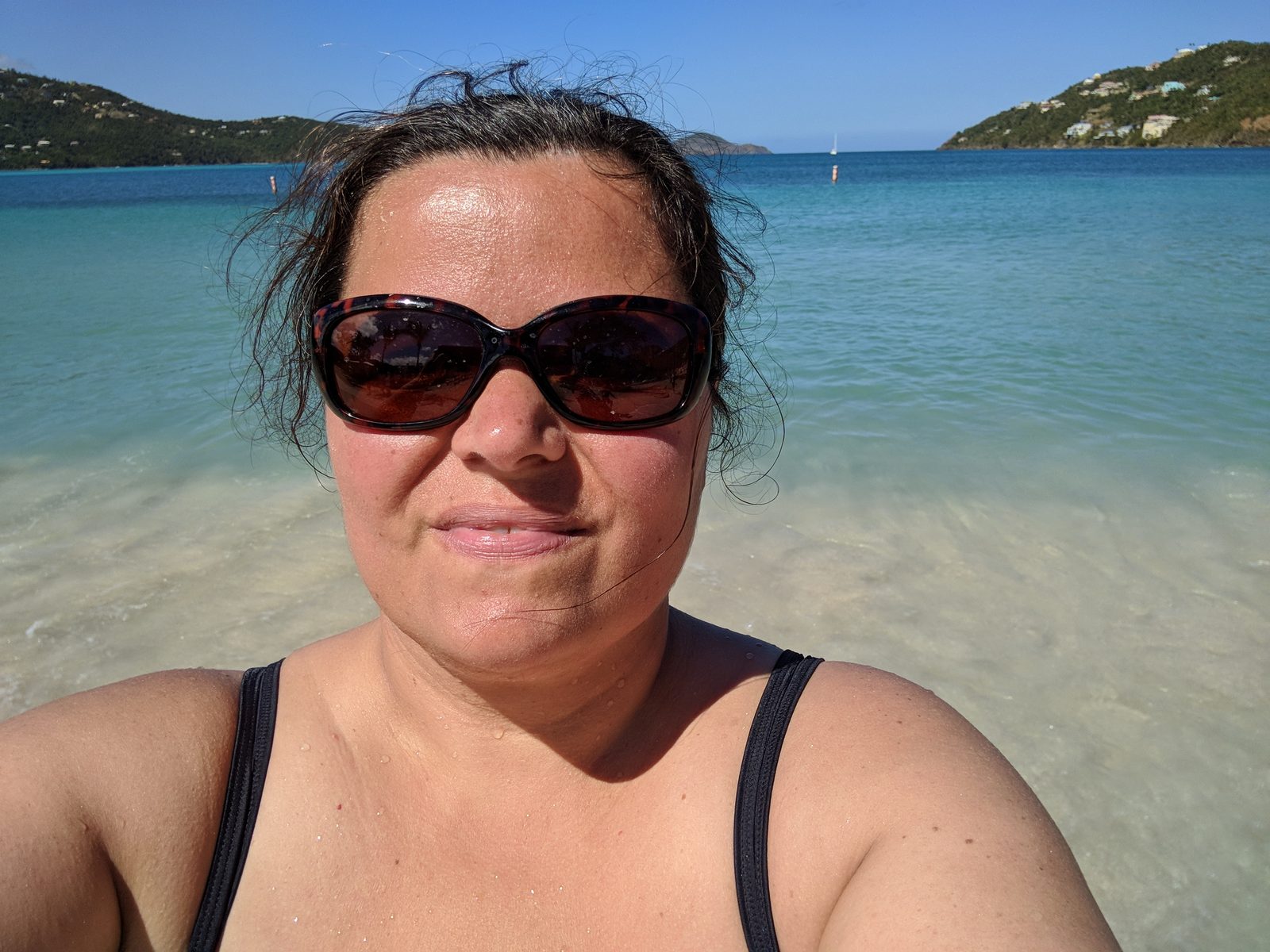 Kathy in the water at Magens Bay