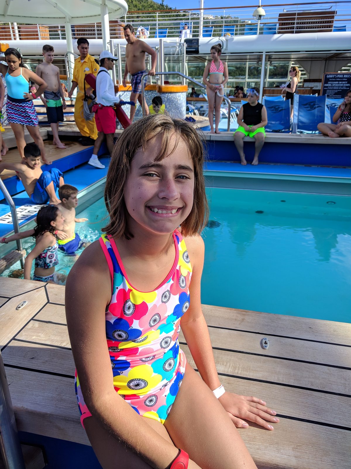 Lisa by the pool on the Wonder
