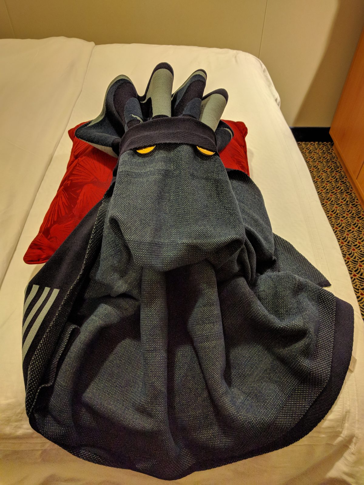 A towel animal waiting that evening