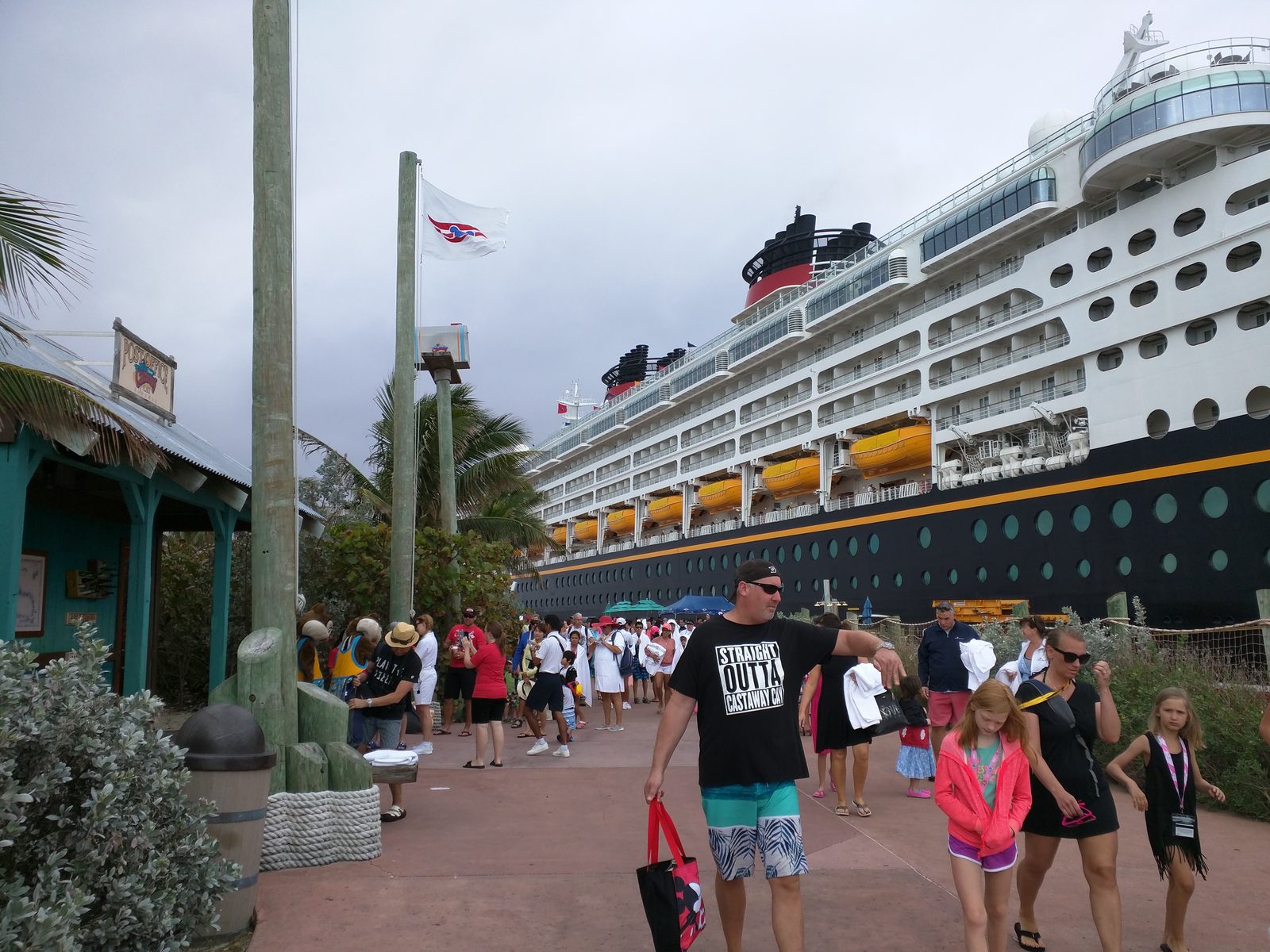 Walking off the ship at Castaway Cay