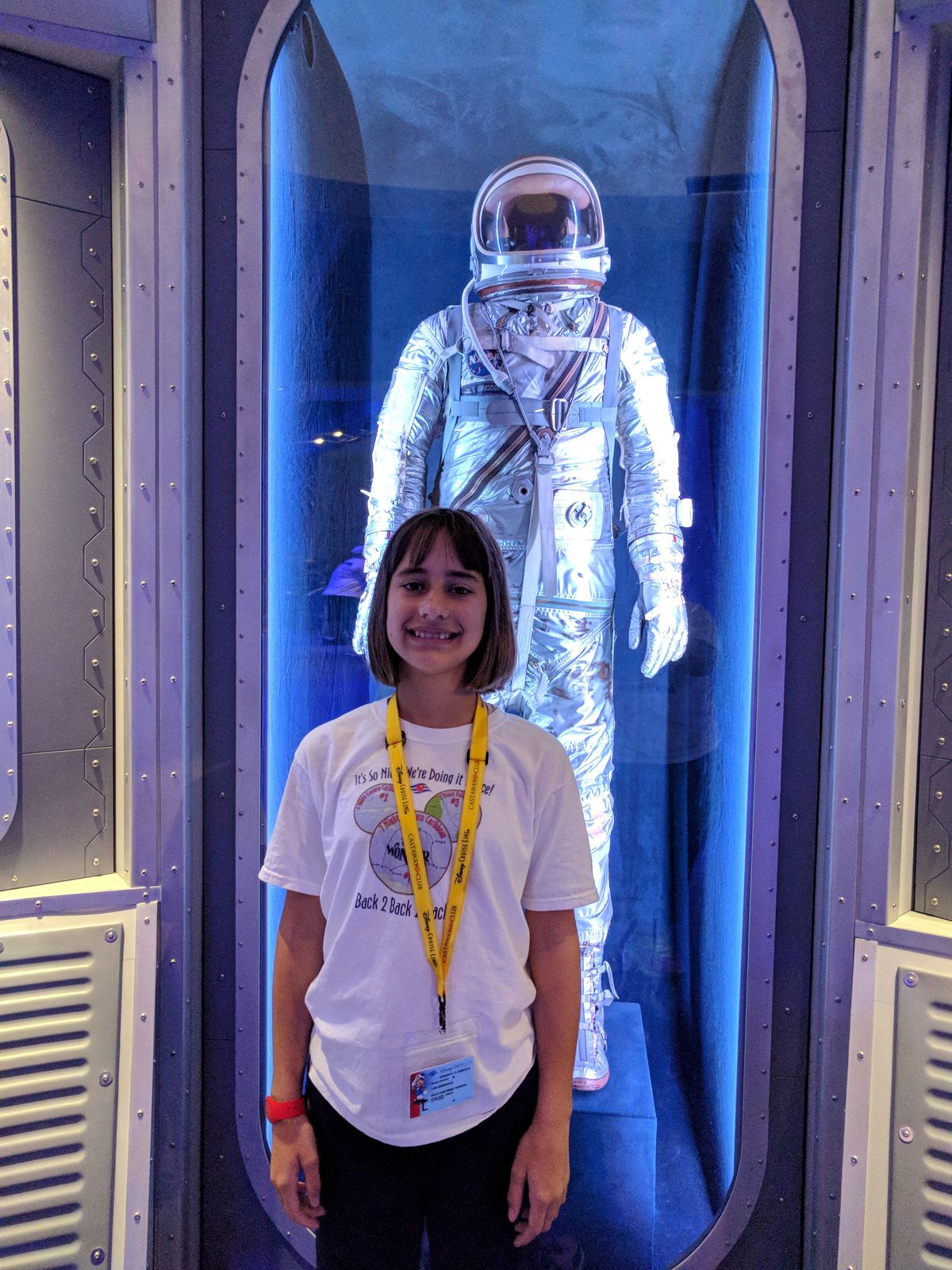 Lisa in the astronaut training chamber next door
