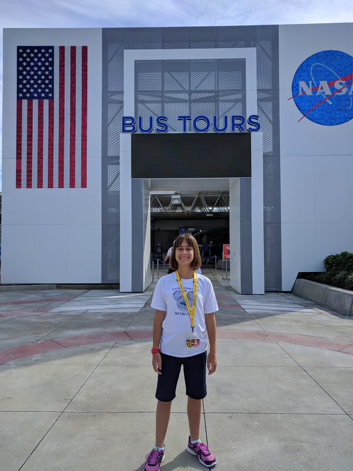 Lisa outside the NASA bus tours building