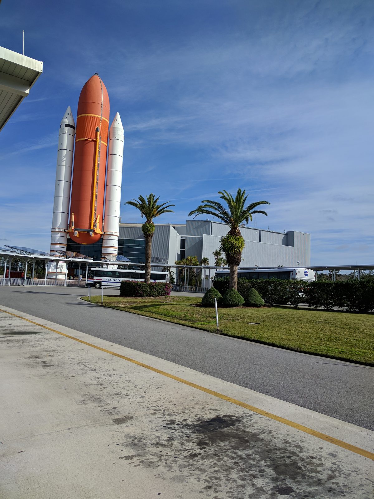 The space shuttle replica outside the visitor complex