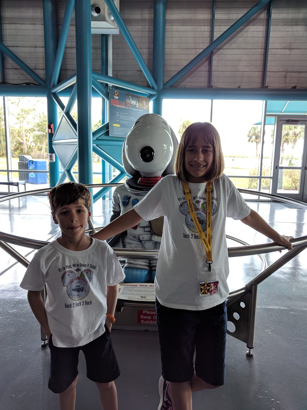 Thomas and Lisa with astronaut Snoopy