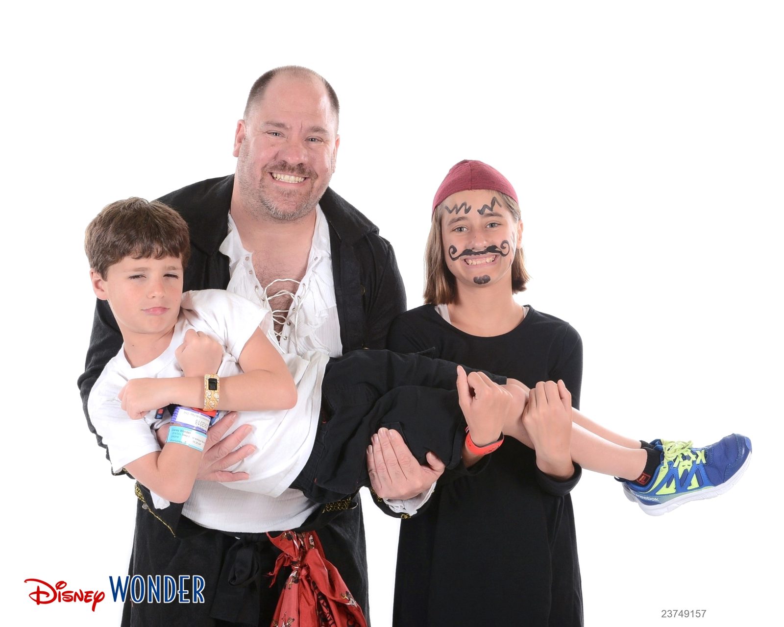 The kids and Michael in our pirate portrait on the Wonder