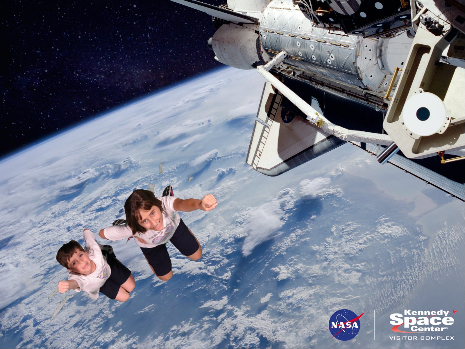 Lisa and Thomas in the space photo op