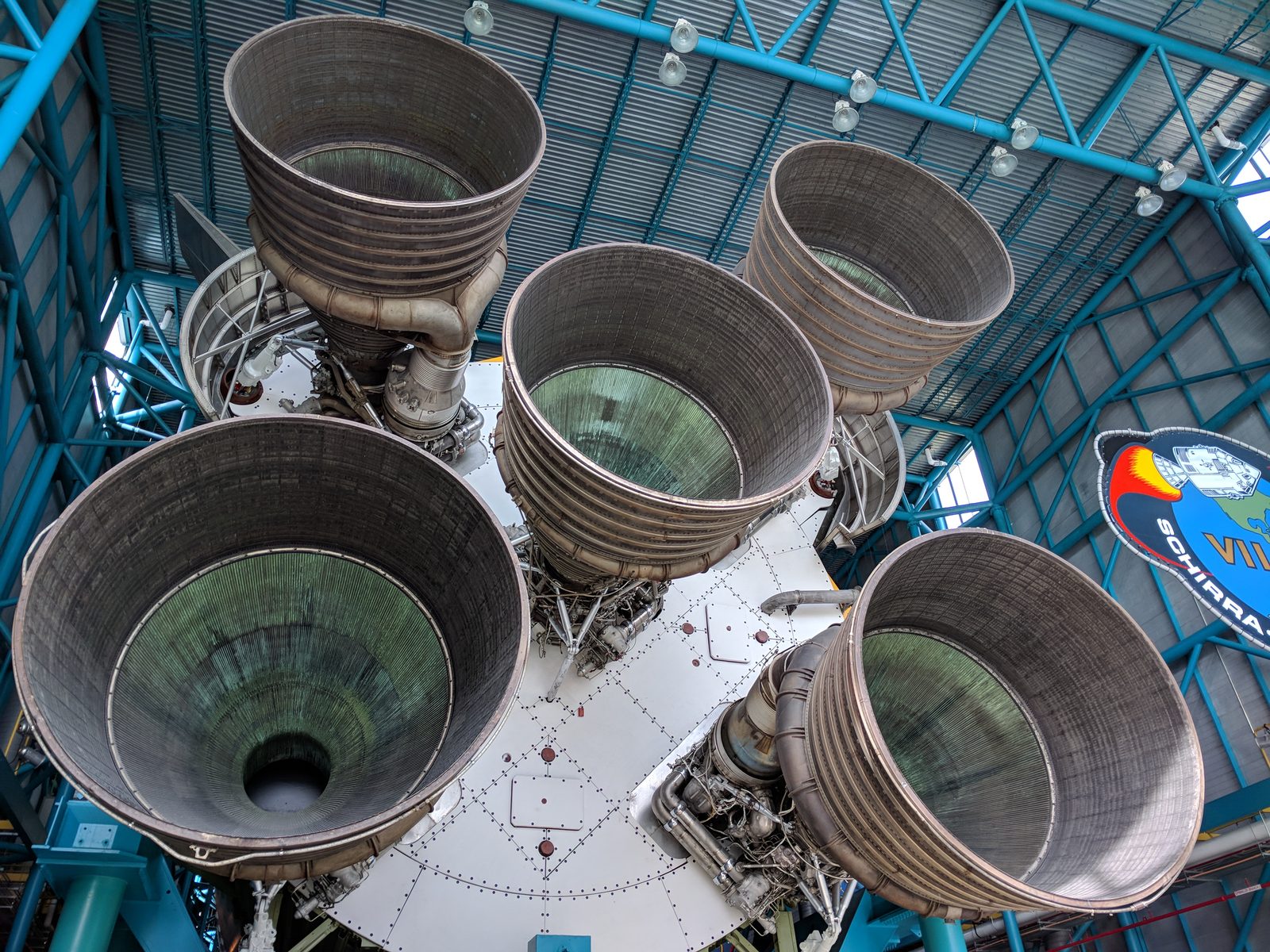 Under the Saturn V rocket's engines