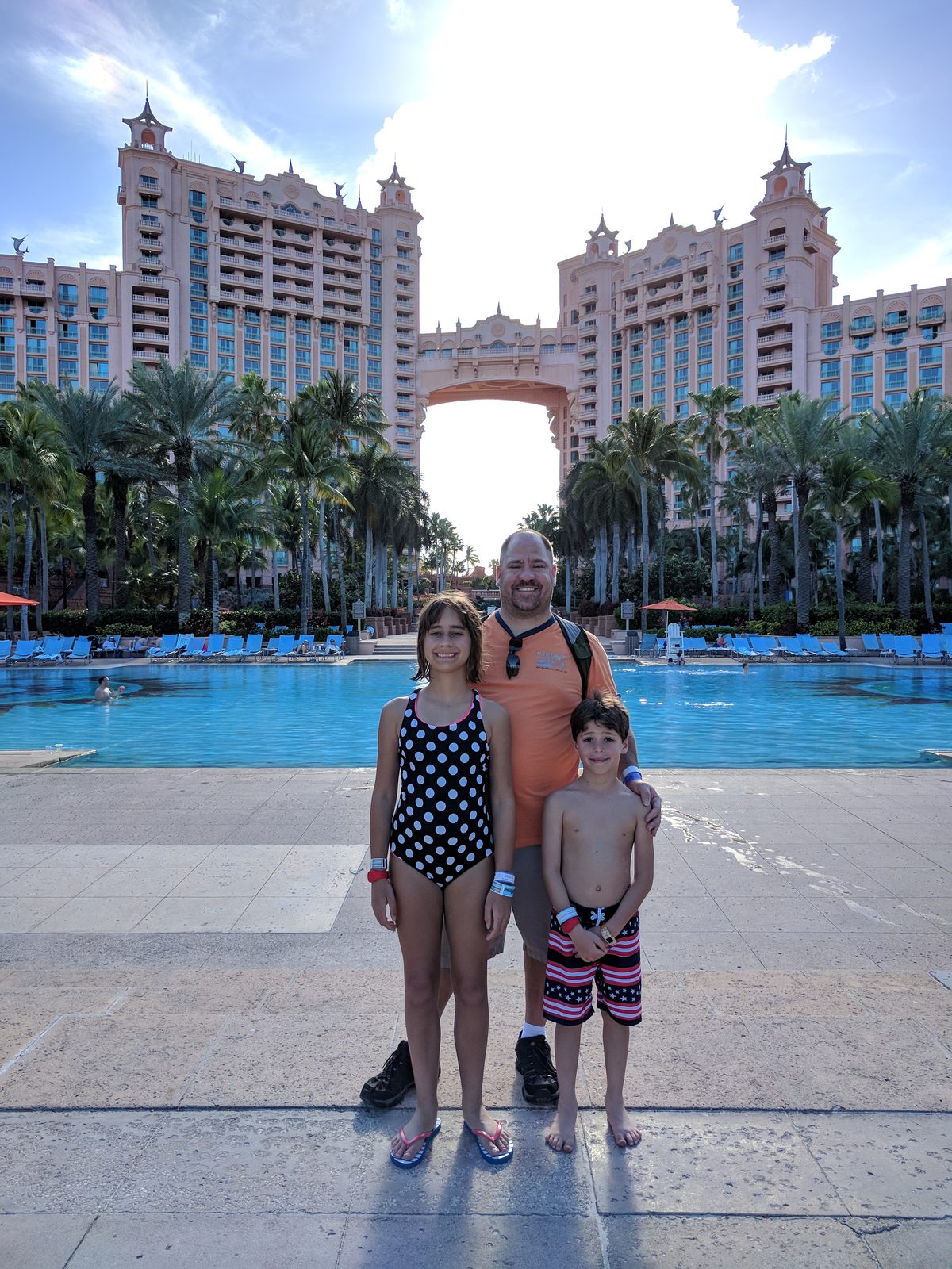 The family portrait under the Atlantis arch