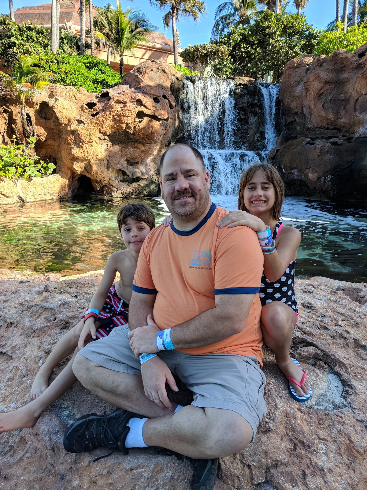 Lisa, Thomas and me by the waterfall grotto