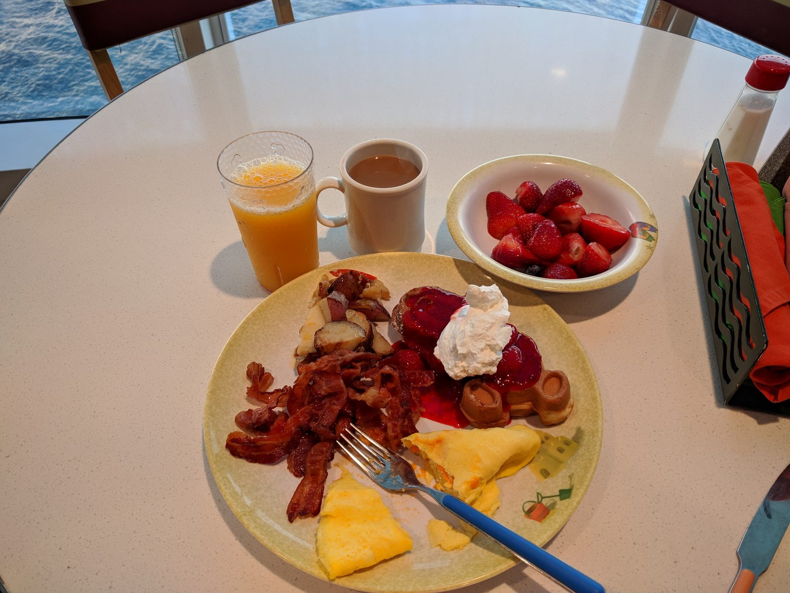 Breakfast delivered to the stateroom