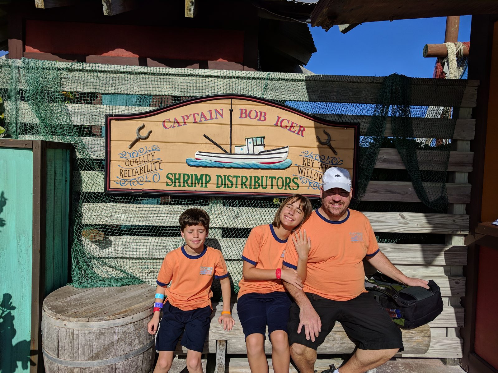 Thomas, Kathy and me at the Shrimp Distributors sign