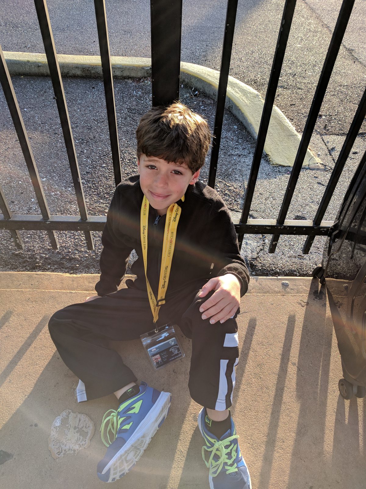 Thomas waiting for the bus at the port