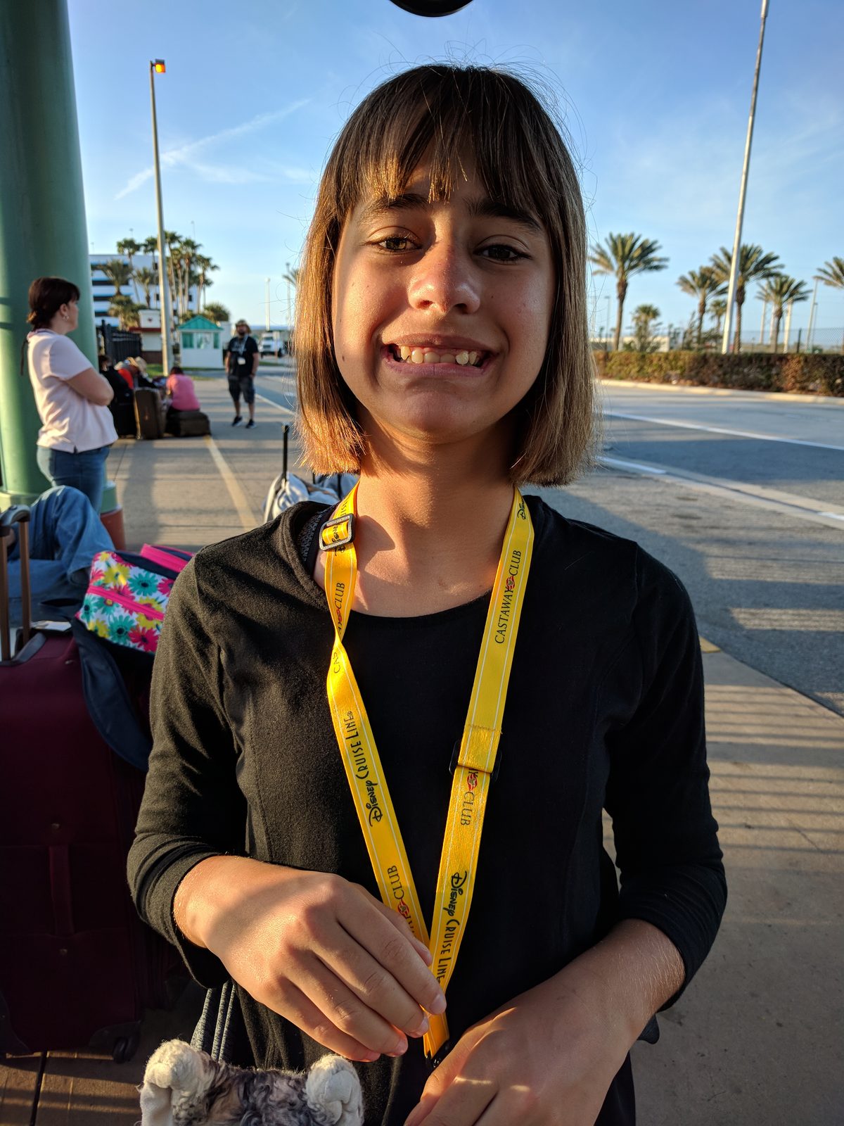 Lisa waiting at the pier after disembarking