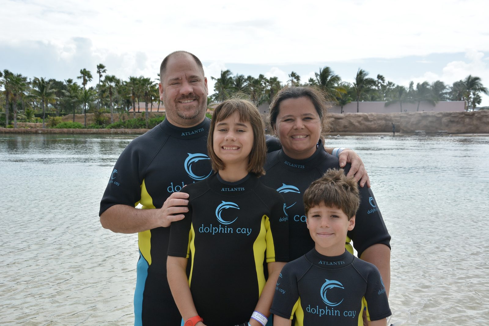 The whole family suited up for Dolphin Cay