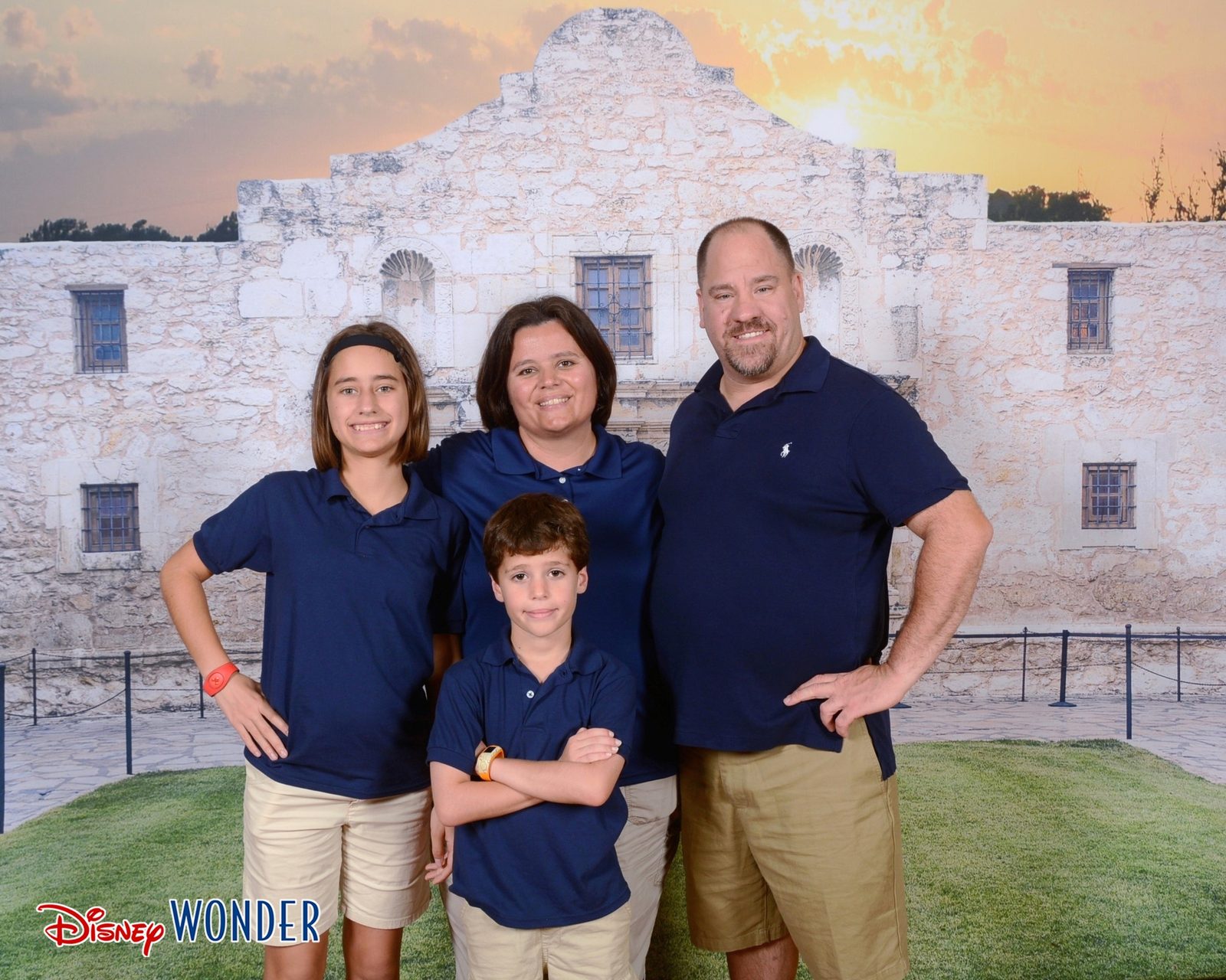 Our portrait against the Alamo backdrop