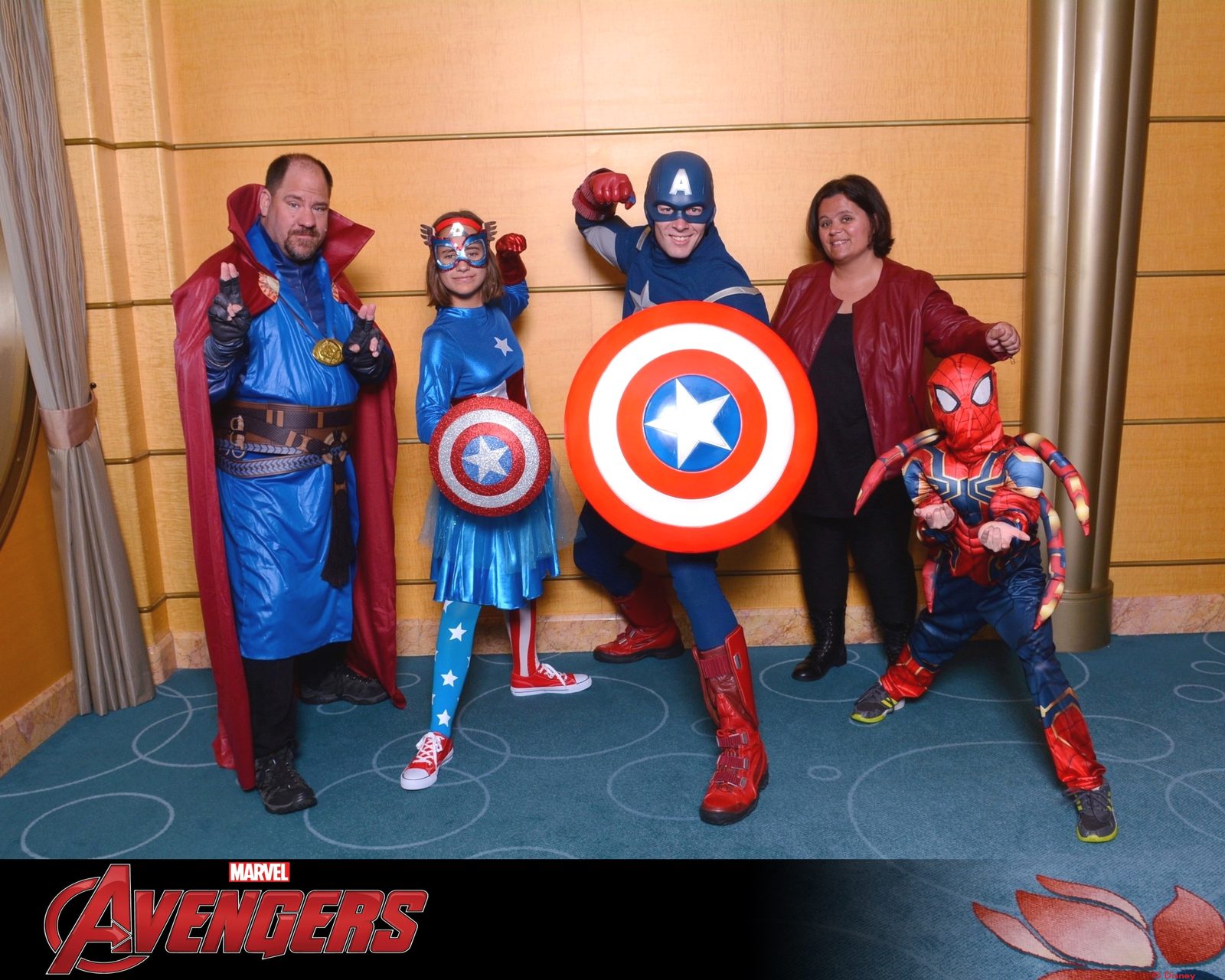 Lisa as Captain America, Thomas as Spider-Man, me as Doctor Strange