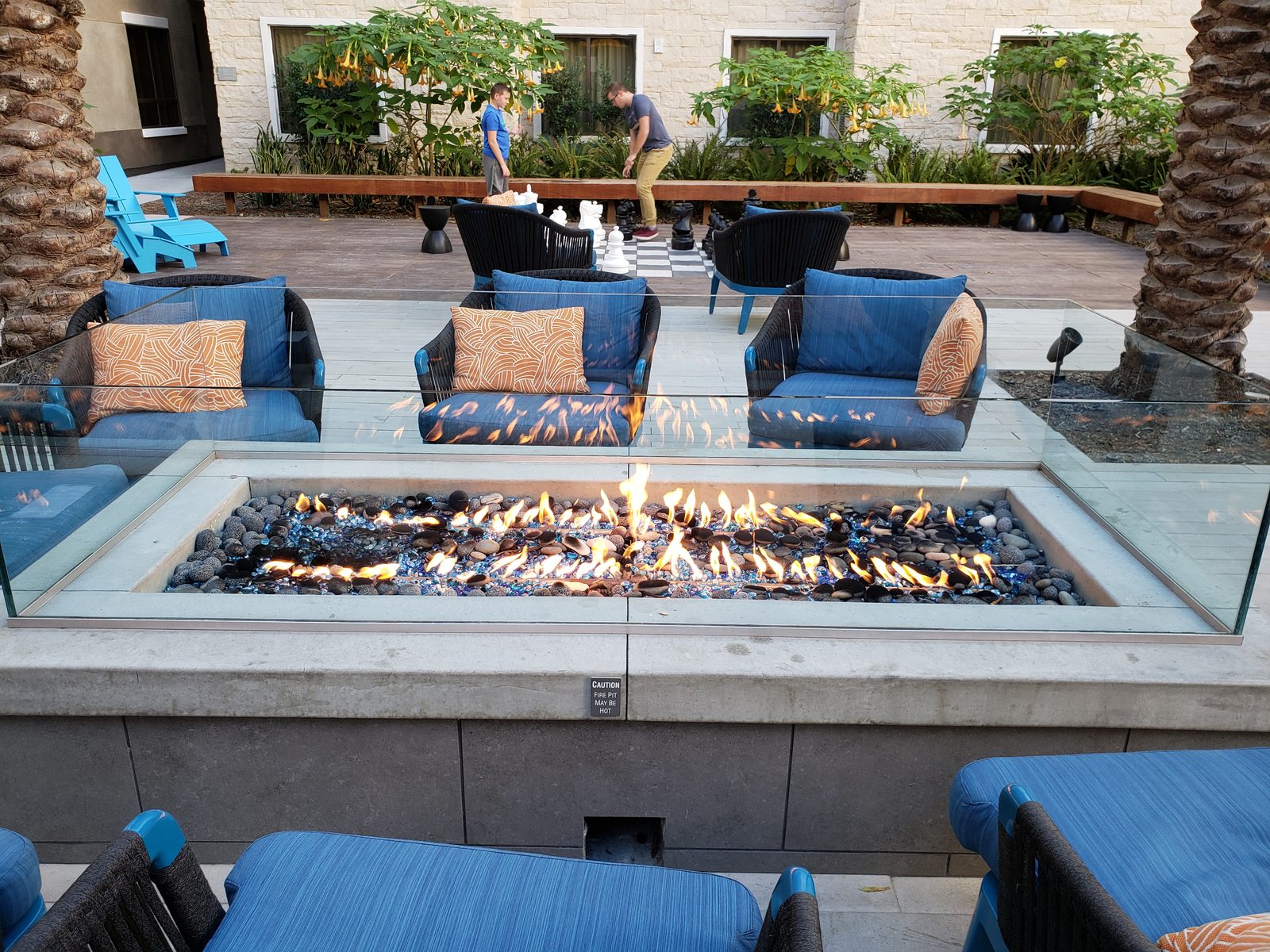 The fire pit at our San Diego hotel