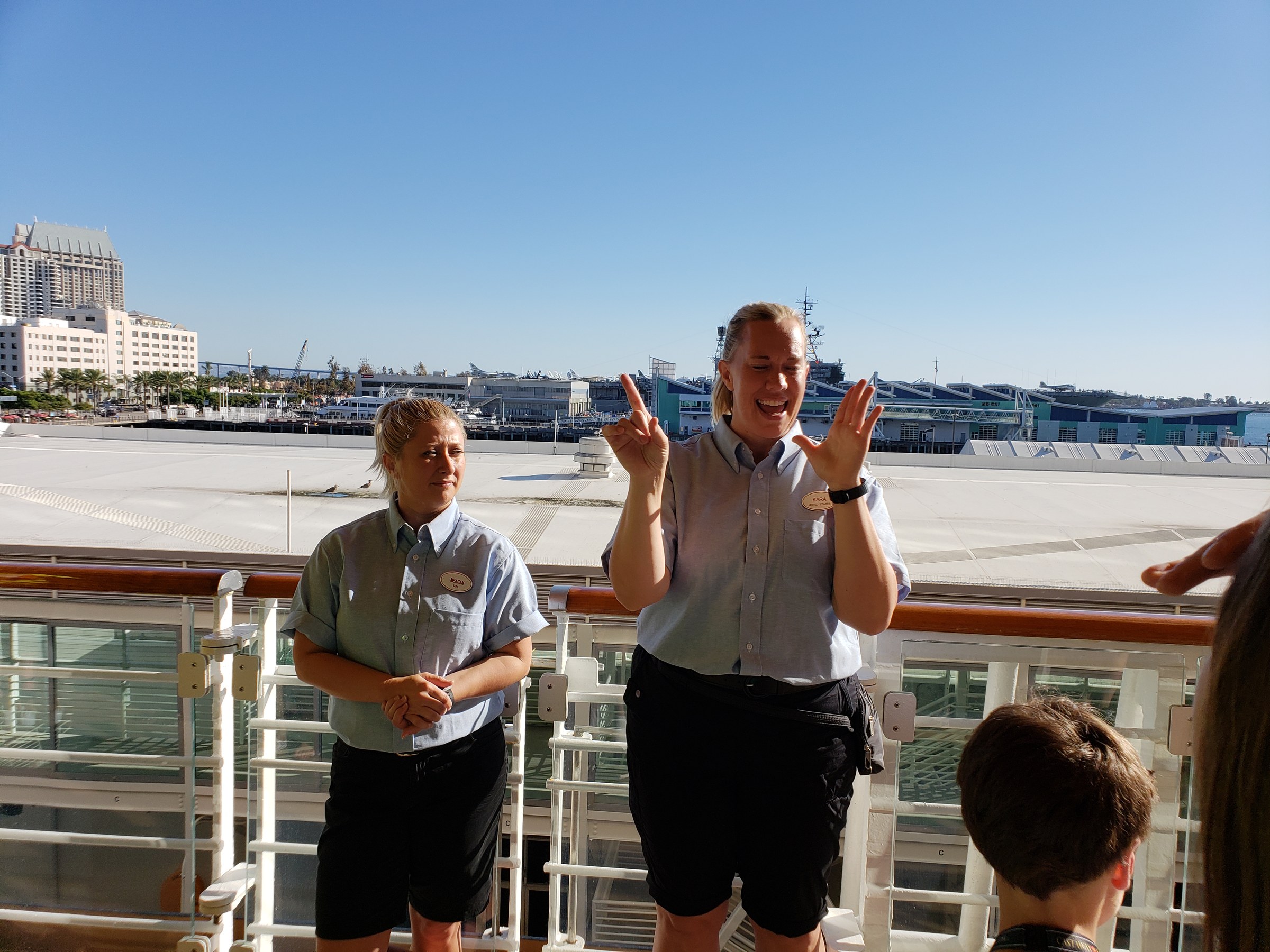 Meagan and Kara, our ASL interpreters, on deck in San Diego