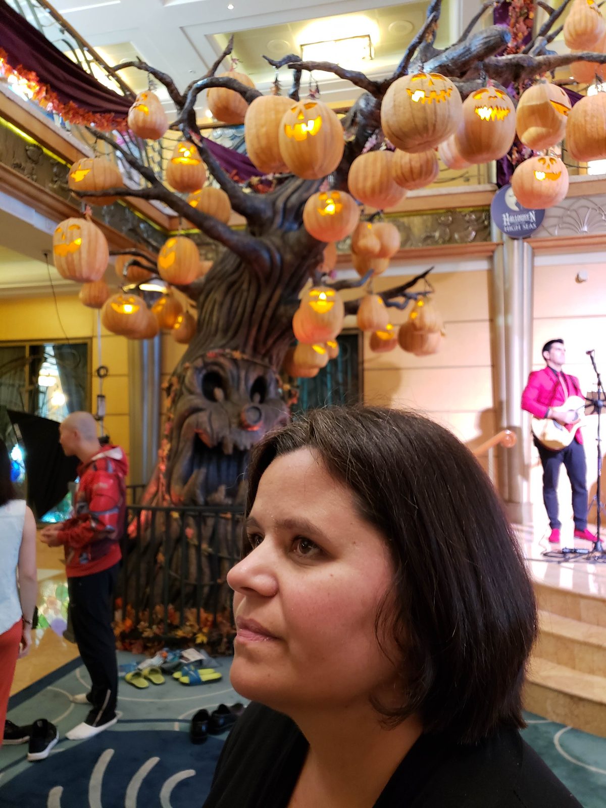 The pumpkin tree glowing in the atrium
