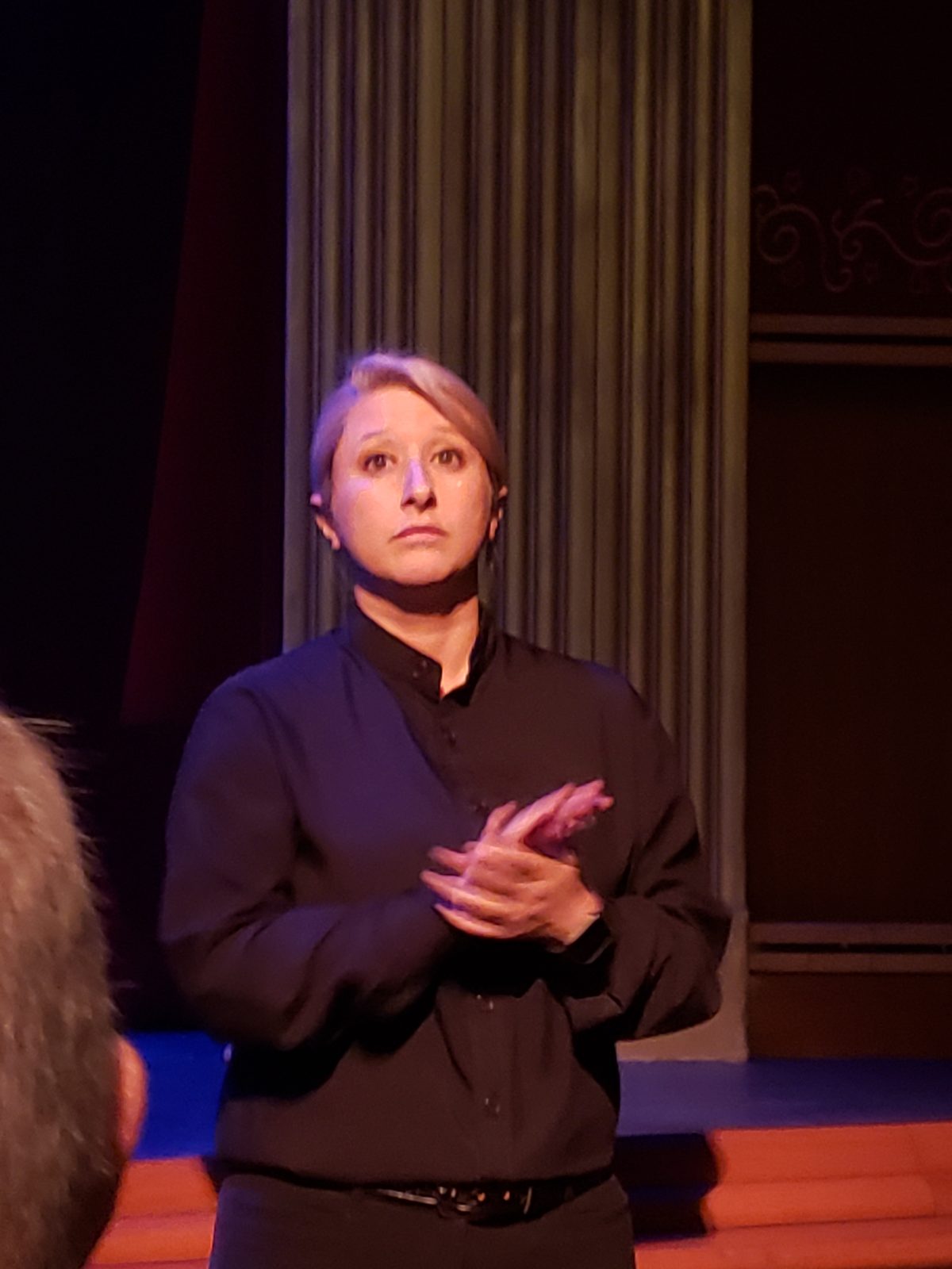 Meagan, our ASL interpreter, signs during the evening show