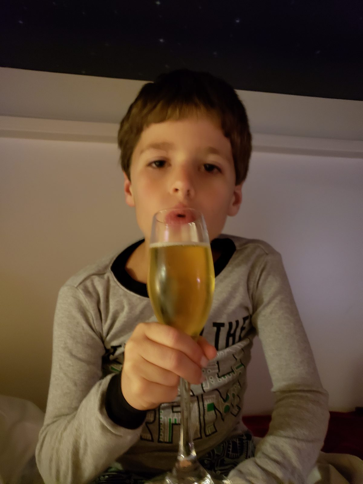 Thomas toasts with a sparkling mocktail