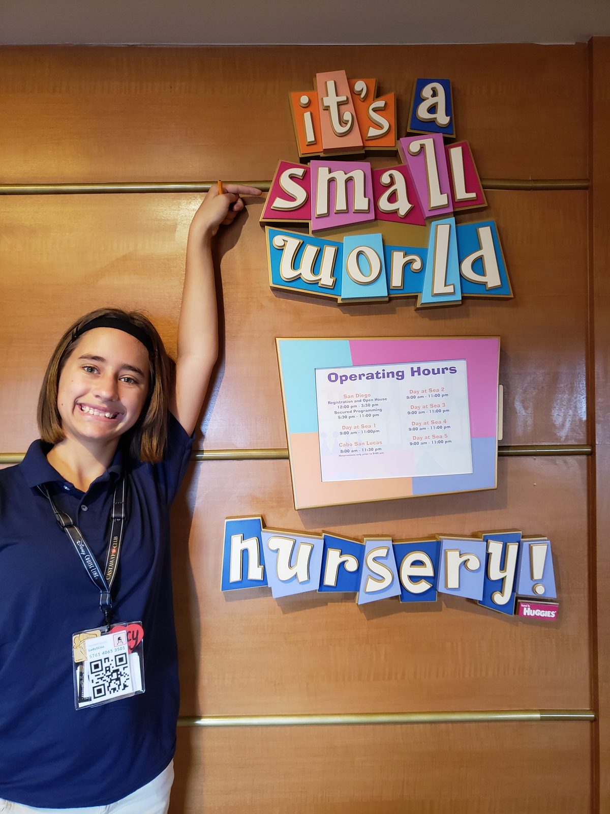 Lisa points out the nursery sign