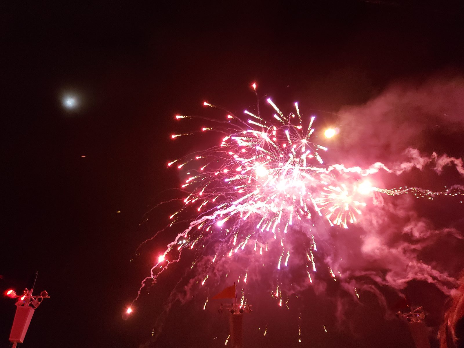 Fireworks over the pool deck