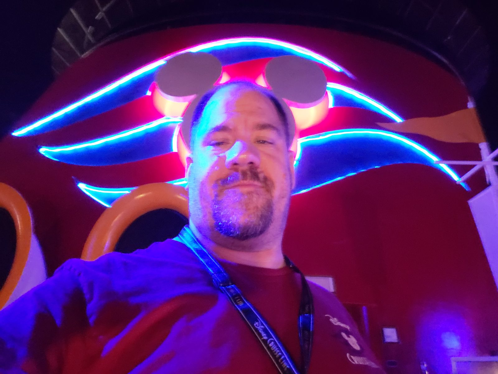 Under the glowing Mickey ears