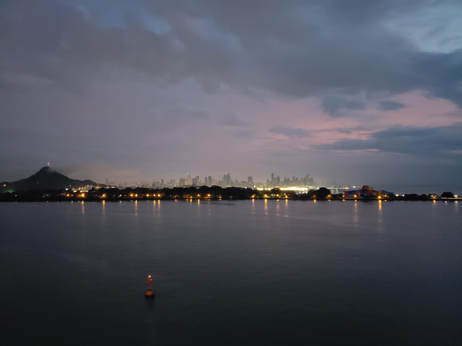 Panama City before sunrise on canal day