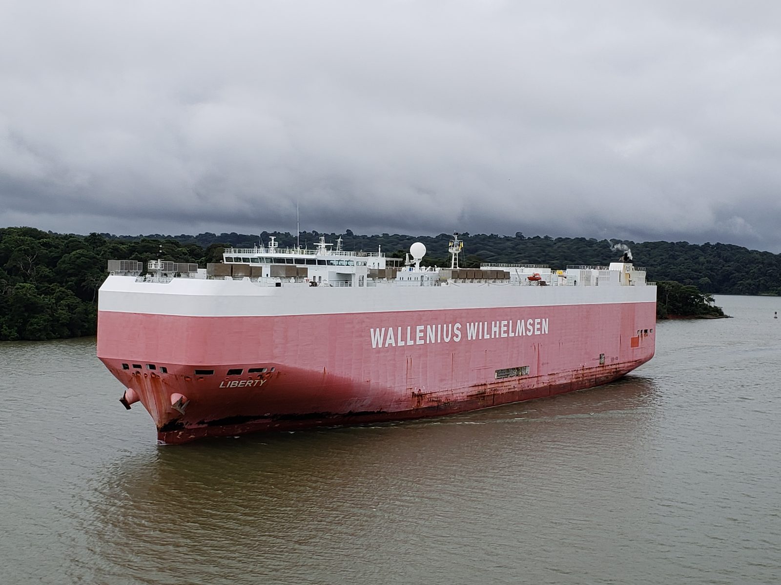 A car carrier on Gatun Lake