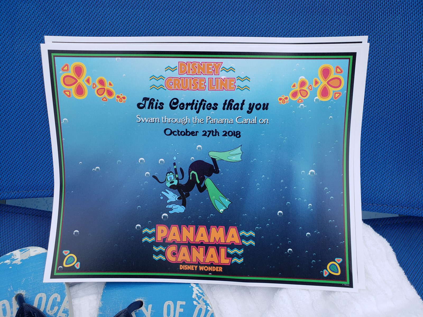 Certificate for swimming the Panama Canal
