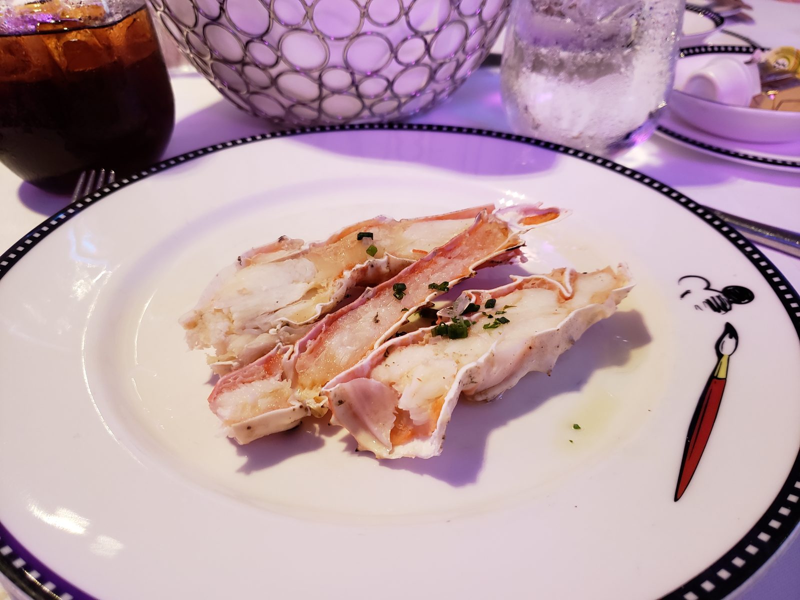 Crab legs at dinner on the Wonder