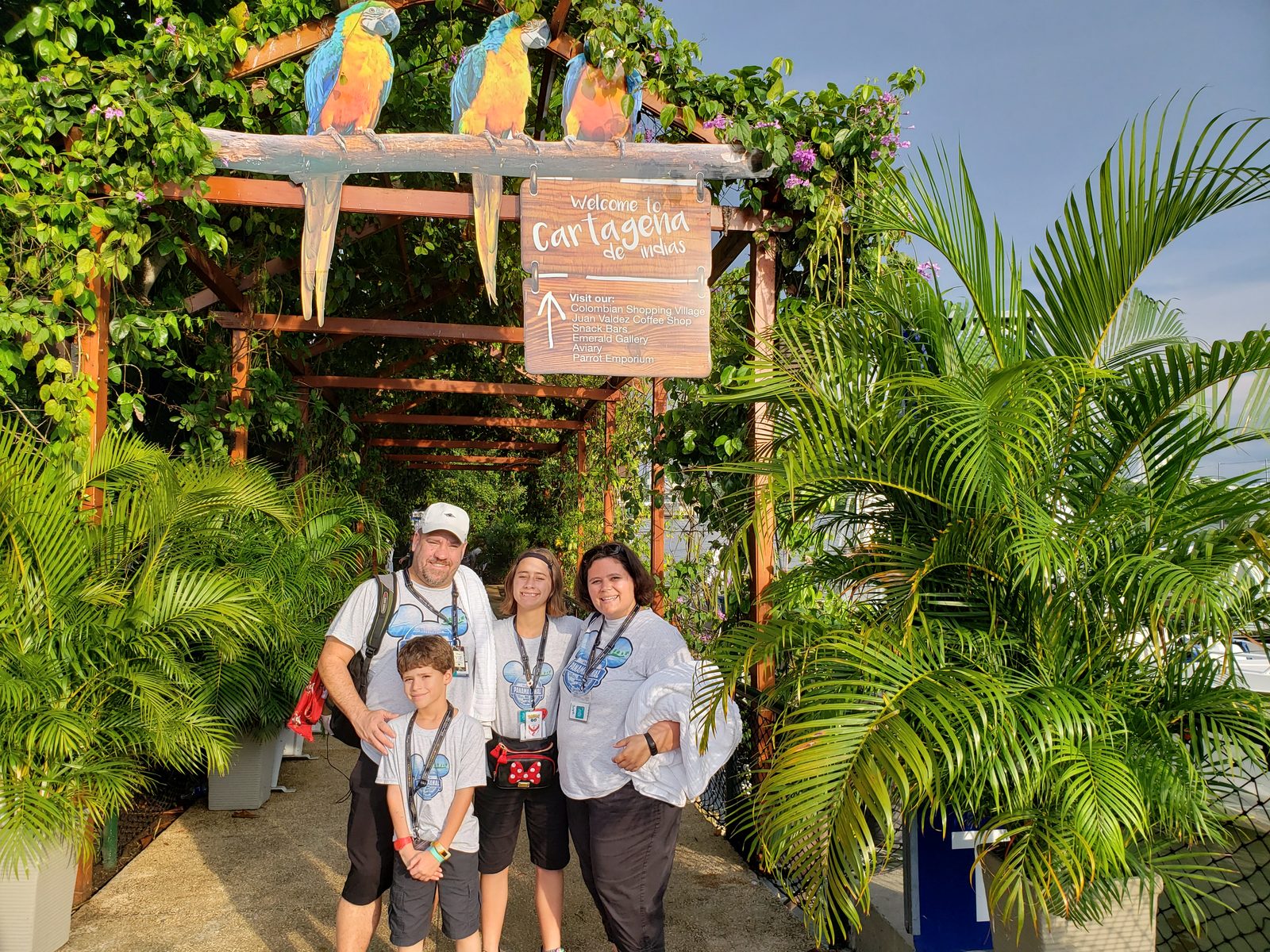 The four of us at the garden entrance in Cartagena