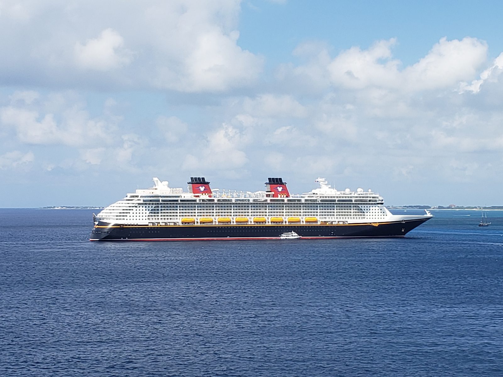 The Disney Fantasy at anchor off Grand Cayman