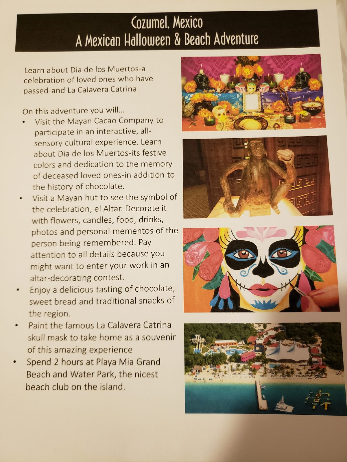 The flyer for our Mexican Halloween beach day