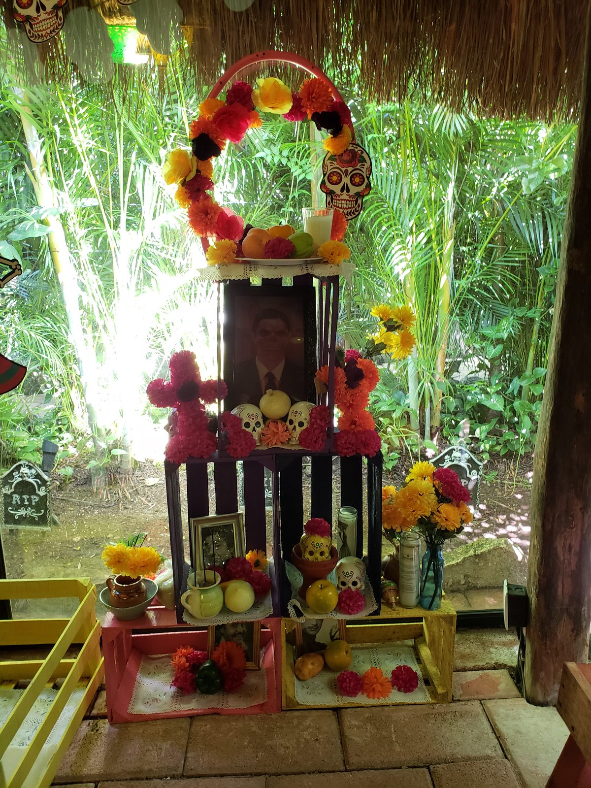A Day of the Dead altar at the Mayan Cacao Company