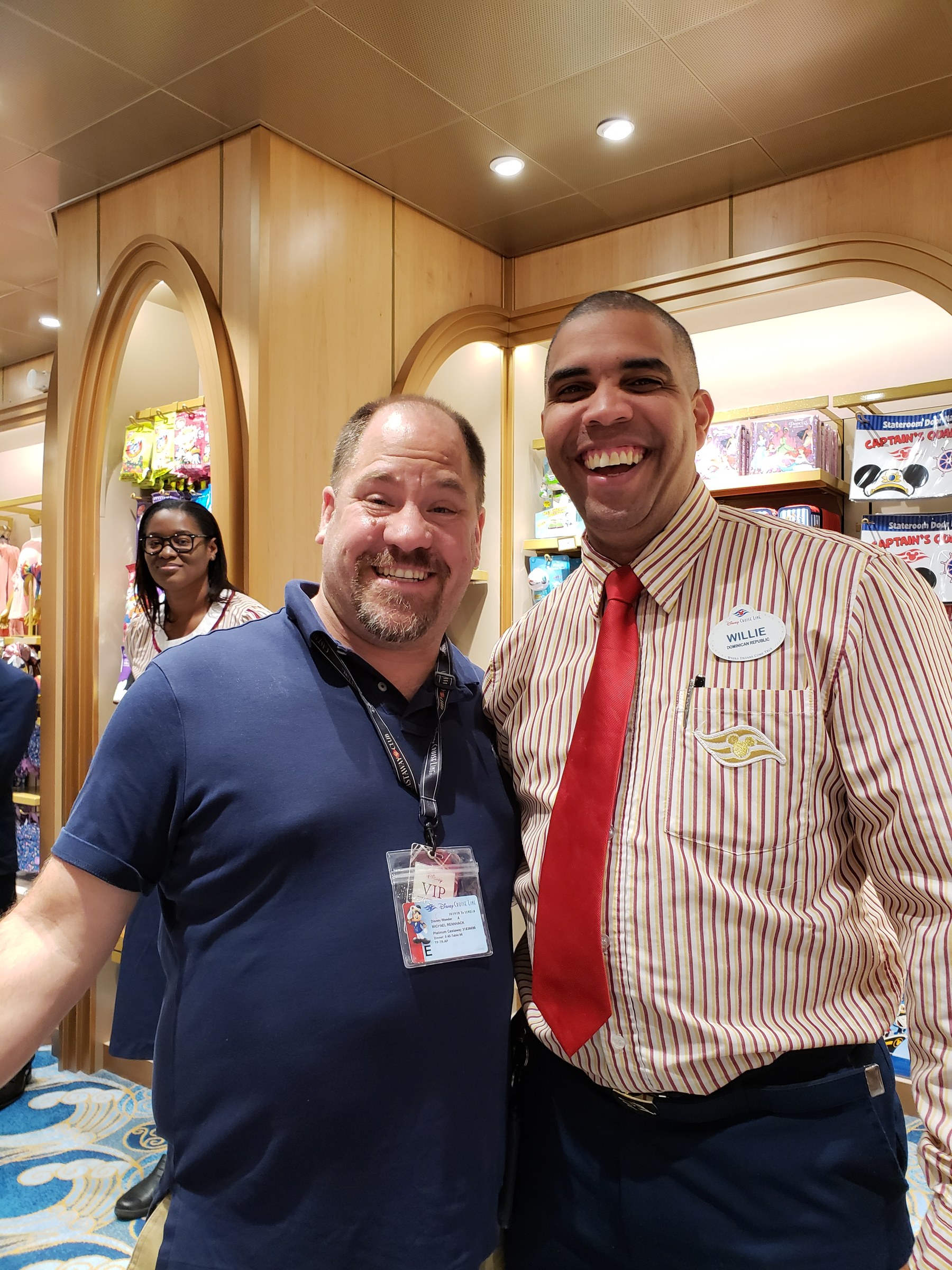 Willie and Michael in the ship's shop