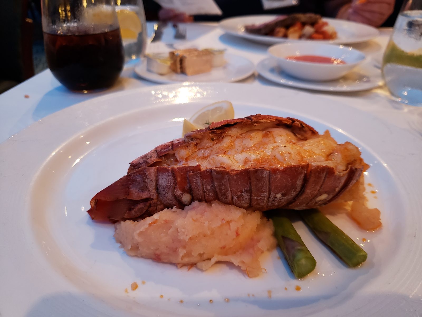 Lobster tail at dinner on the Wonder