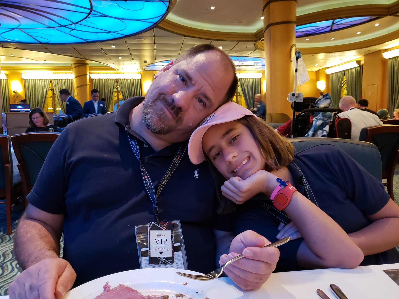 Lisa leaning on Michael at dinner
