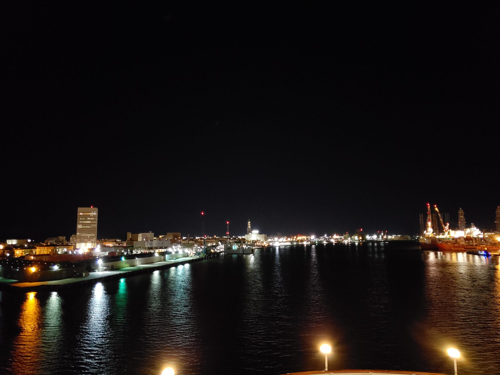 Galveston lights before dawn from the Wonder