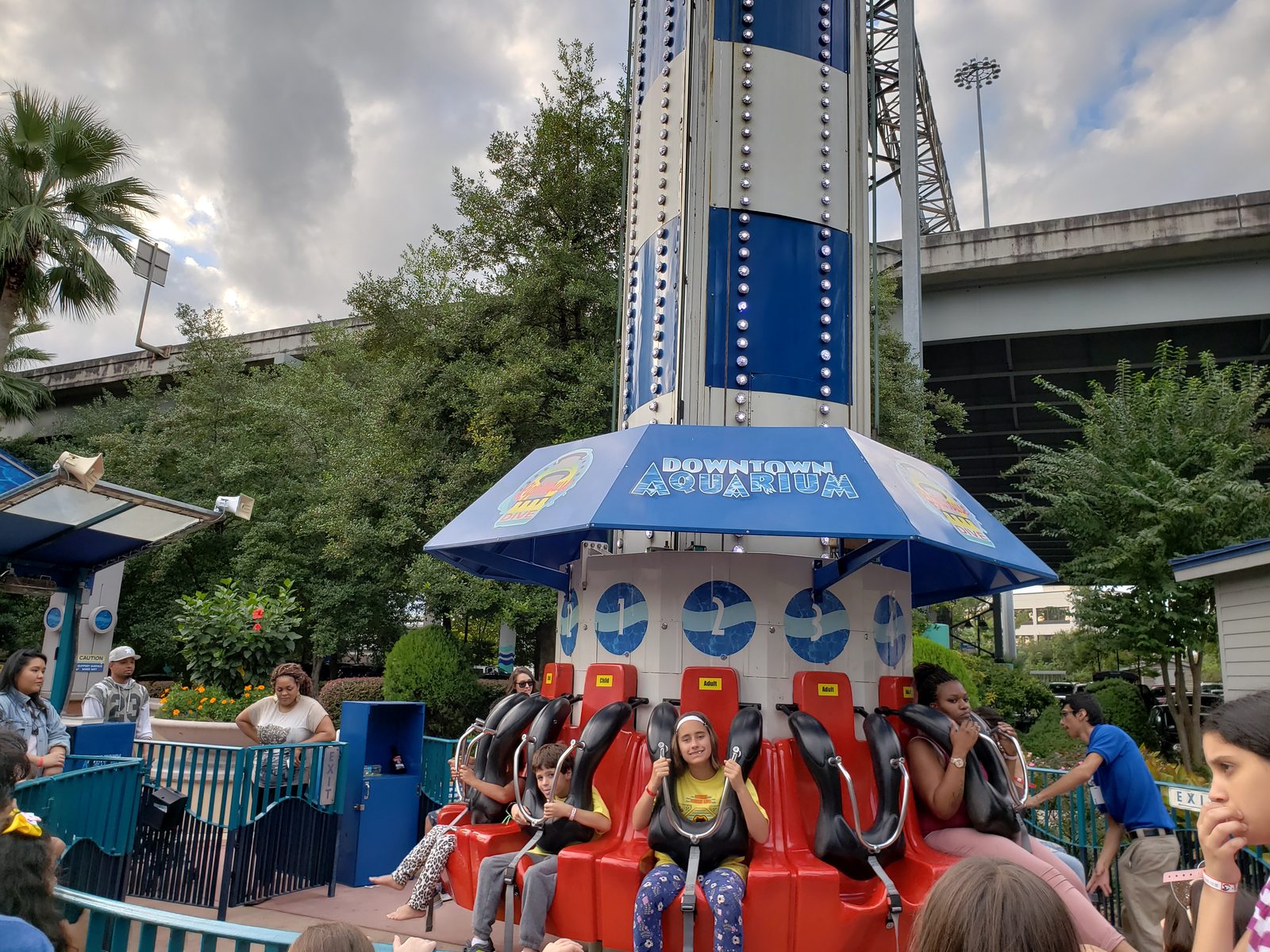 The tower ride at the Downtown Aquarium