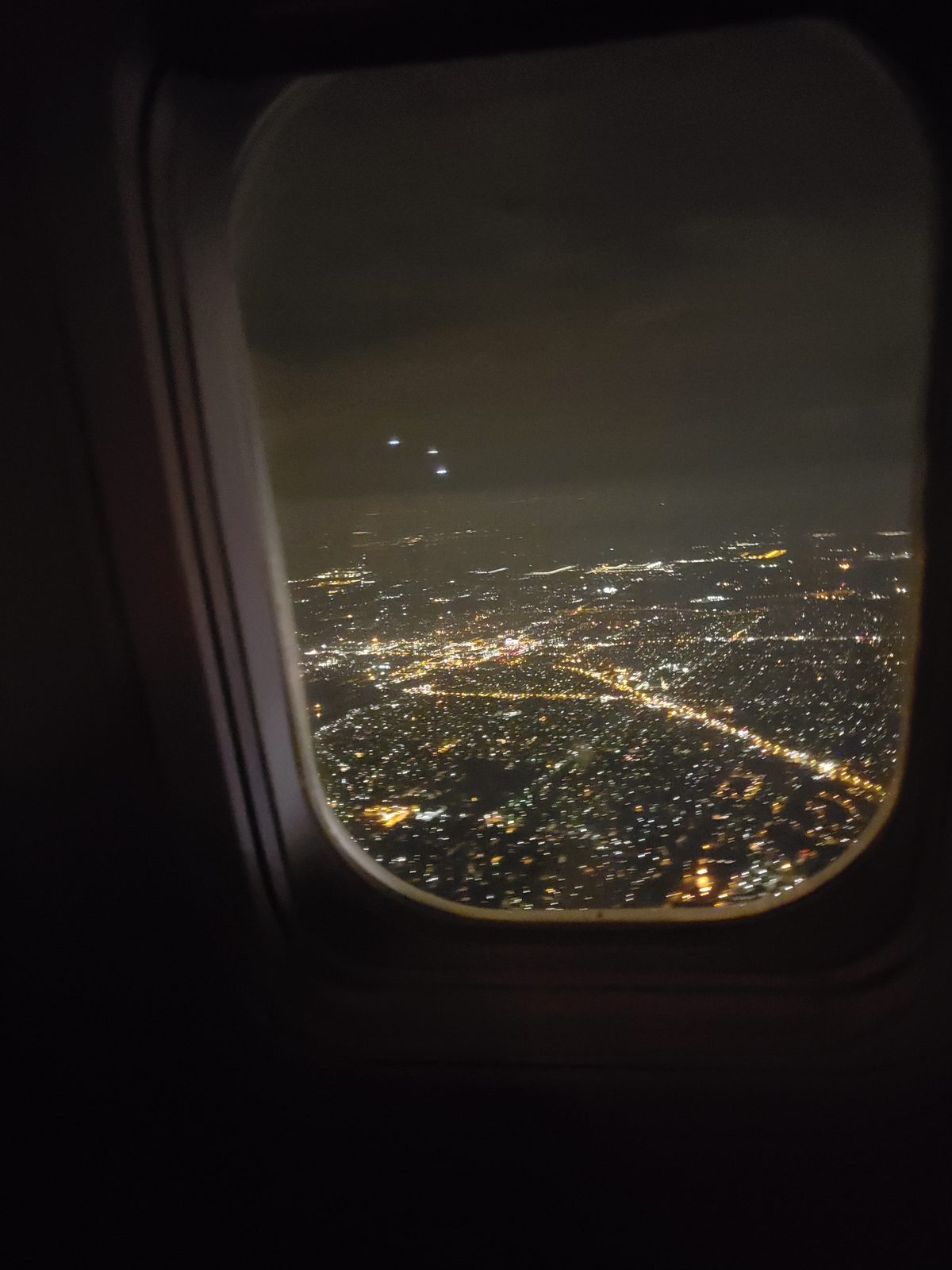 City lights on the descent home