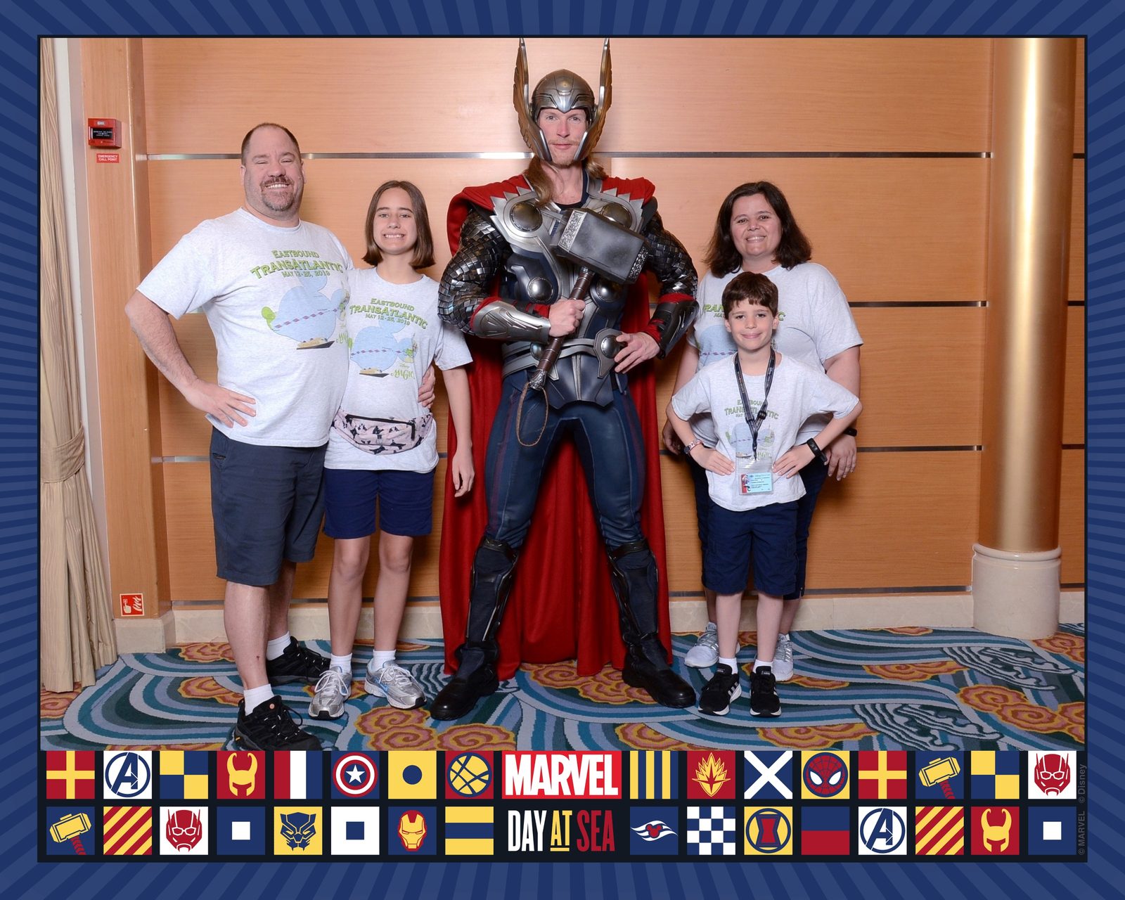 Meeting Thor in our matching shirts