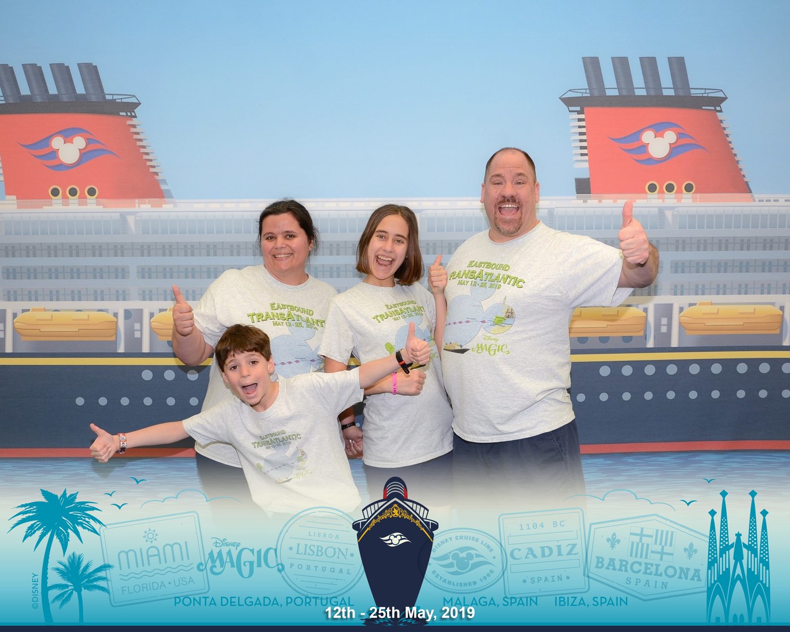 All four of us, boarding day at the terminal