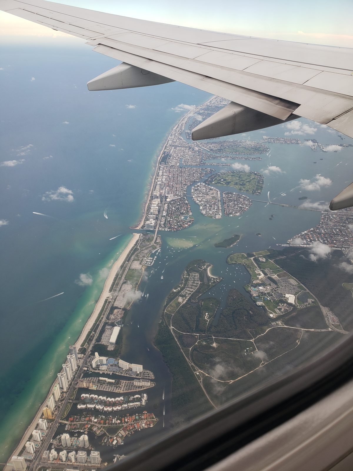 Coming in over the Miami coastline